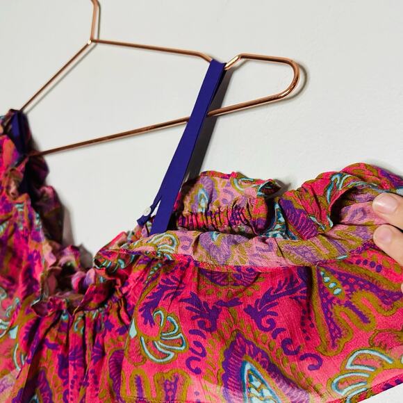 FIGUE Womens Floral Print Pink Cold Shoulder Waist Tie Tassel Maxi Dress Size XS - Picture 9 of 13